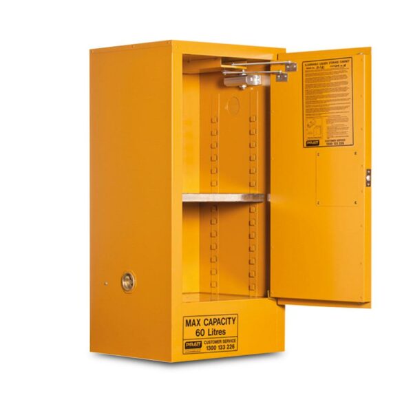 Flammable Storage Cabinet 60l 1 Door, 2 Shelf online Australia - Aj Safety