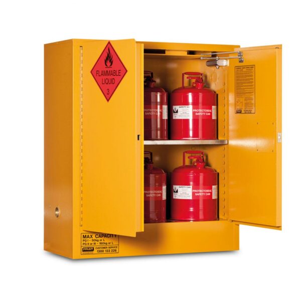 Flammable Storage Cabinet 160l 2 Door, 2 Shelf online Australia - Aj Safety