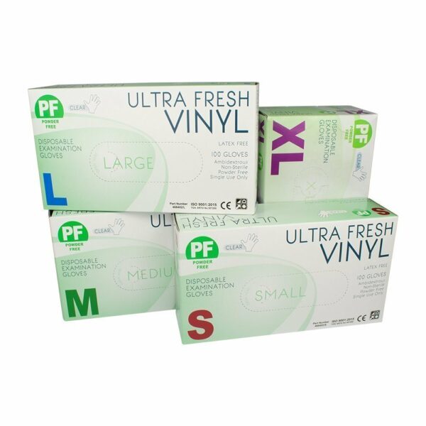 Ultra Fresh Vinyl Clear Disposable Powder Free Gloves 468402 online Australia - Aj Safety
