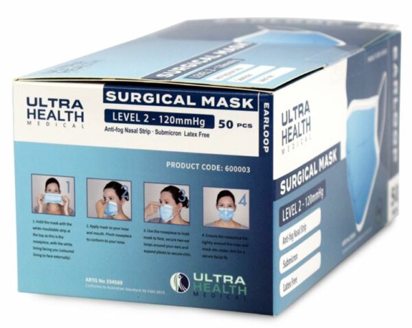Ultra Health - Surgical Mask Level 2 Sub-micron online Australia - Aj Safety