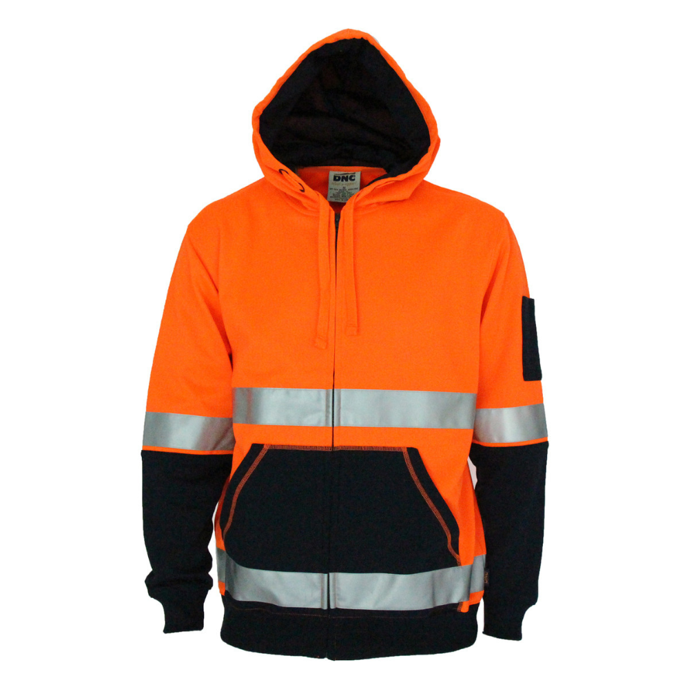 DNC 3788 - Hi Vis 2 Tone Full Zip Super Fleecy Hoodie - CSR R/Tape