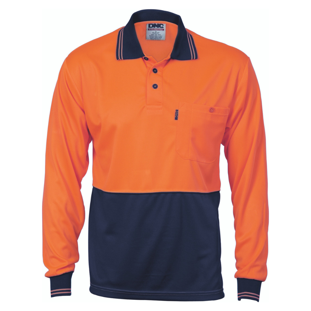 DNC 3813 - Two Tone Cool Breathe Polo Shirt, Long Sleeve