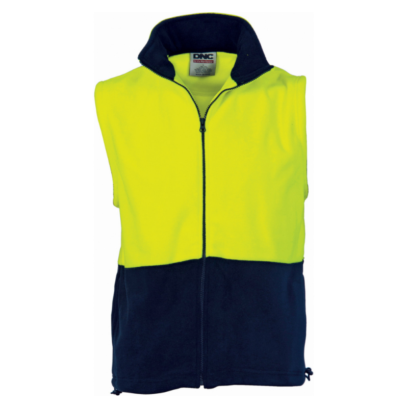 DNC 3828 - Hi Vis Two Tone Full Zip Polar Fleece Vest online Australia - Aj Safety