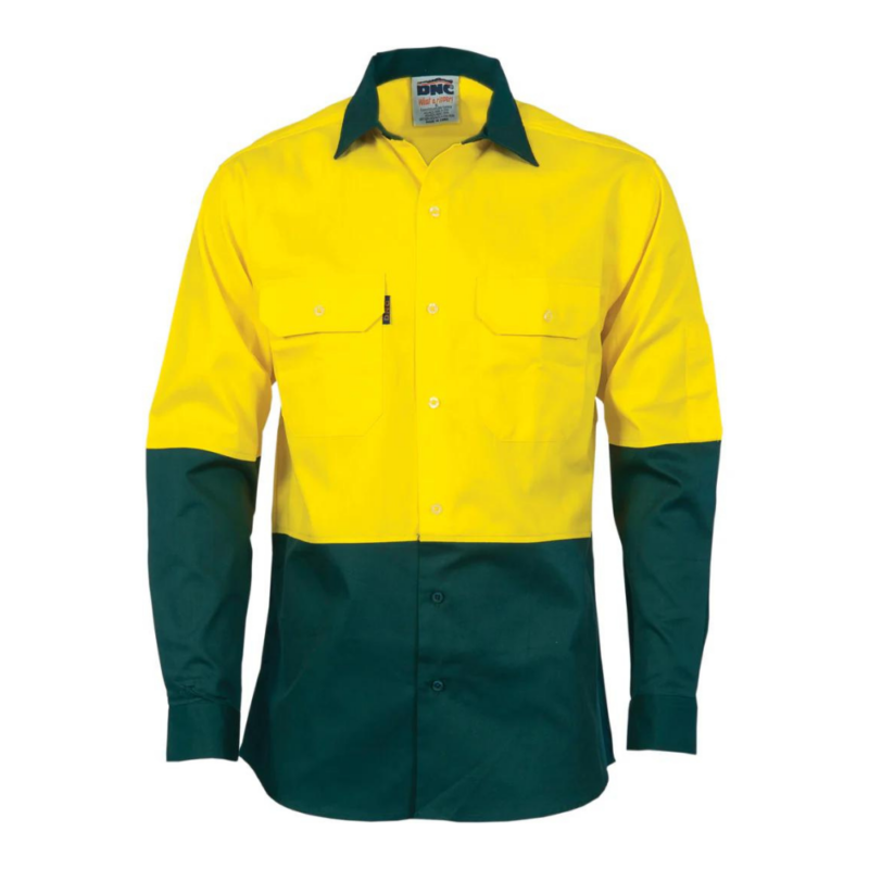 DNC 3840 - Hi Vis 2 Tone Cool-Breeze Cotton Shirt - Long Sleeve online Australia - Aj Safety
