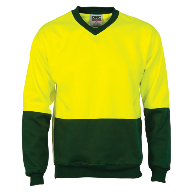 DNC 3822 - Hi Vis Two Tone Fleecy Sweat Shirt V Neck online Australia - Aj Safety