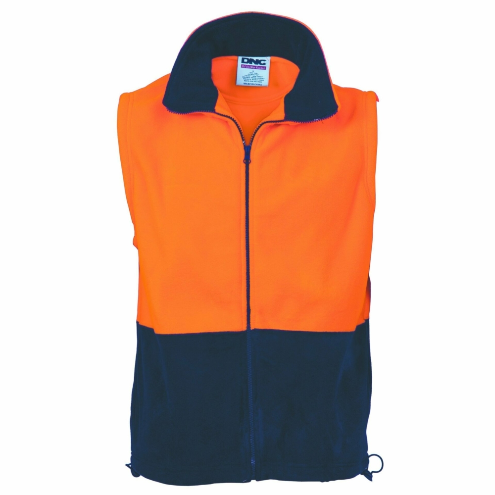 3828-Hi-vis Polar Fleece Vest Full Zip online Australia - Aj Safety