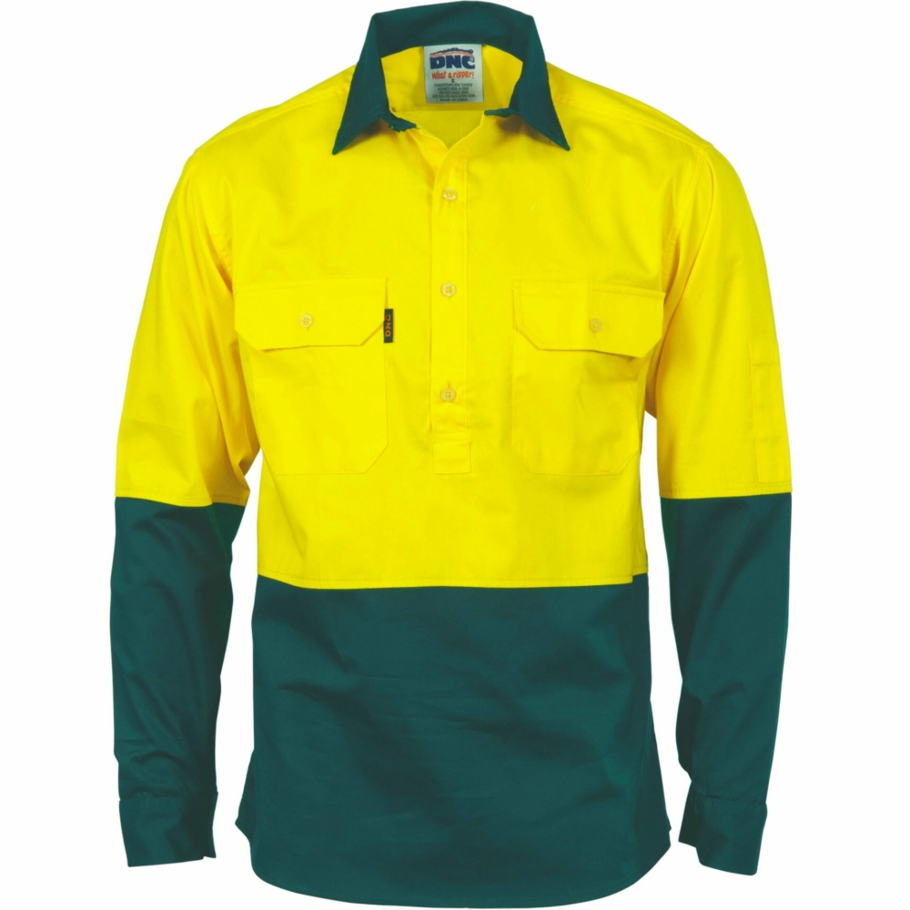 3834-L/s Hi-vis Closed Front Shirt online Australia - Aj Safety