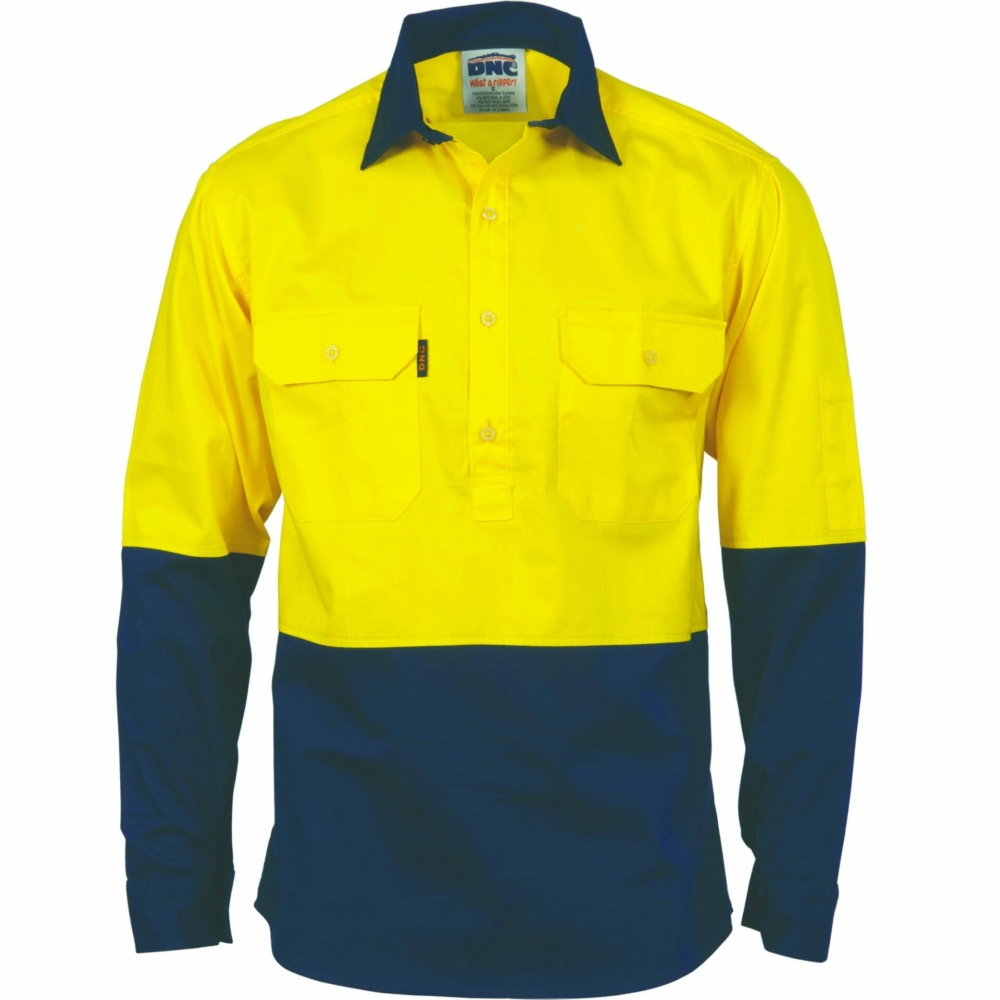 3834-L/s Hi-vis Closed Front Shirt online Australia - Aj Safety