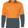 3840-Hi-vis 2 Tone Cool-breeze Cotton Shirt L/s online Australia - Aj Safety