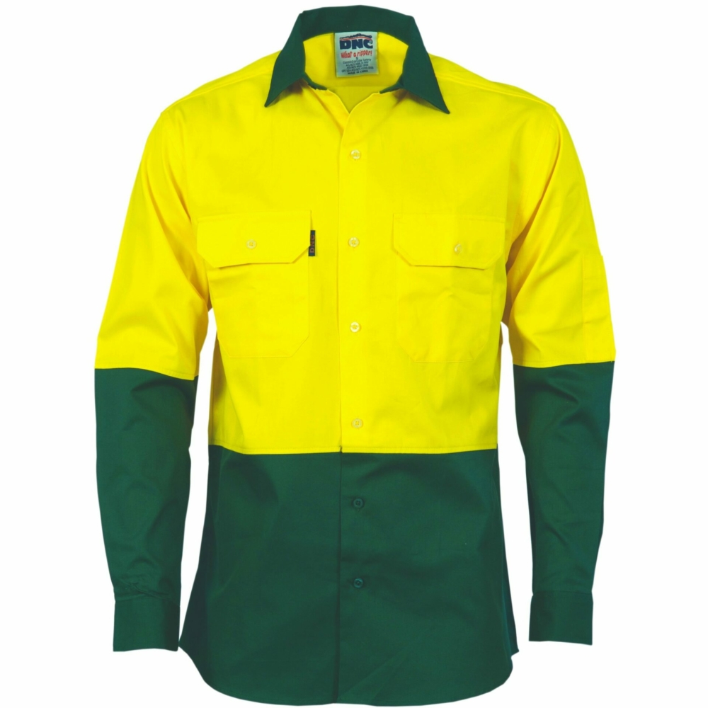 3840-Hi-vis 2 Tone Cool-breeze Cotton Shirt L/s online Australia - Aj Safety