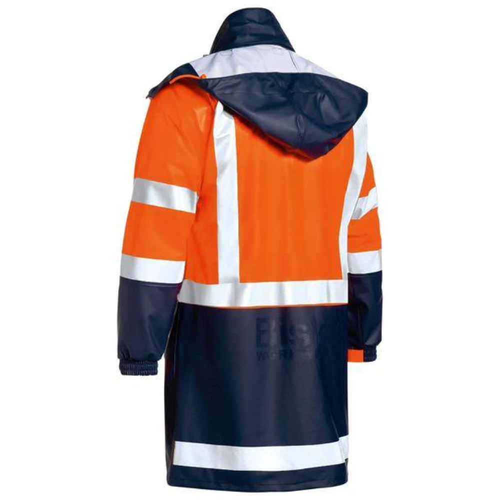 Bisley BJ6935HT - Taped Two Tone Hi Vis Stretch PU Rain Coat online Australia - Aj Safety