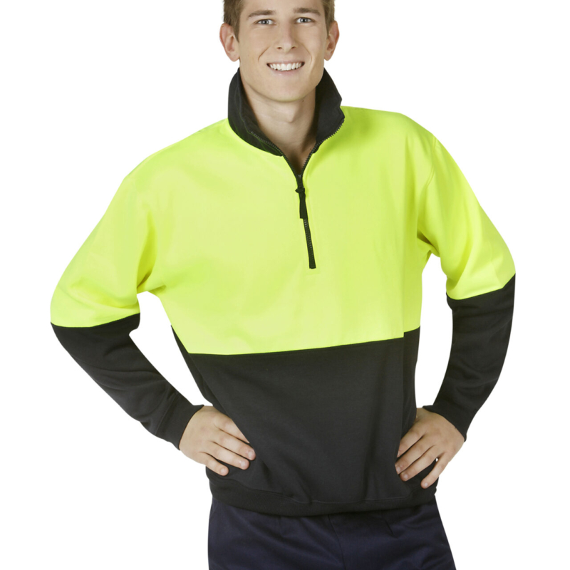 F85-Hi Vis Half Zip Fleecy Jumper online Australia - Aj Safety