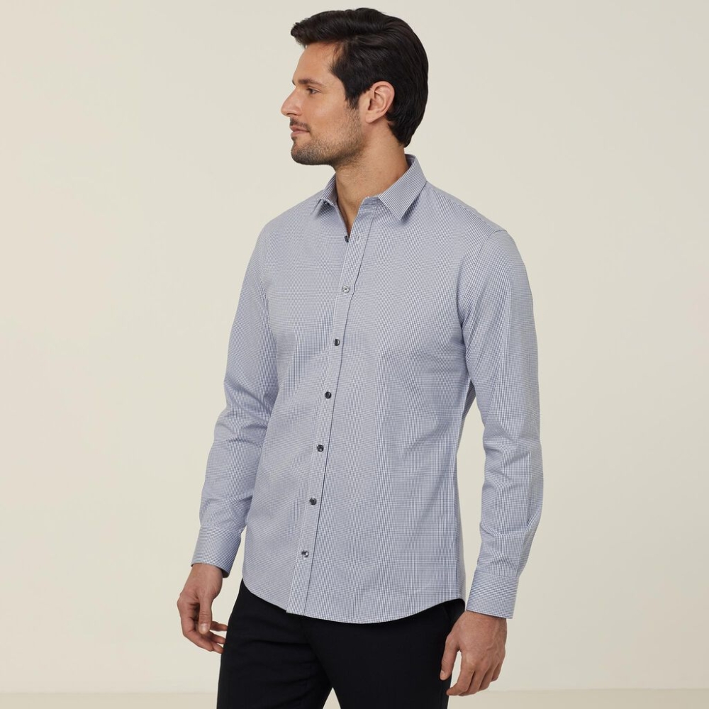 NNT CATJDF Mens Avignon Gingham Check Long Sleeve Slim Fit Shirt online Australia - Aj Safety
