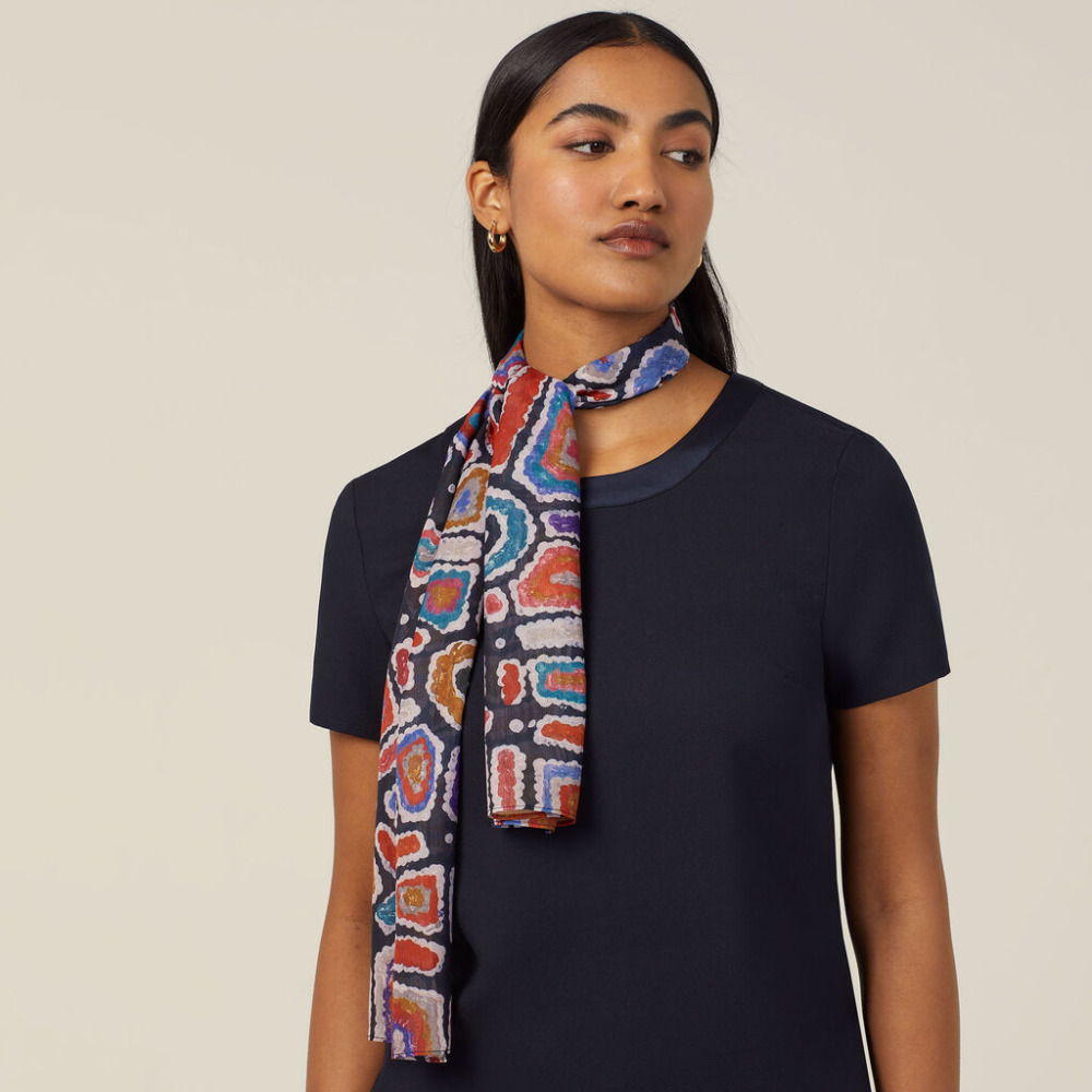 NNT CATKEQ Water Dream Indigenous Print Chiffon Lightweight Scarf online Australia - Aj Safety