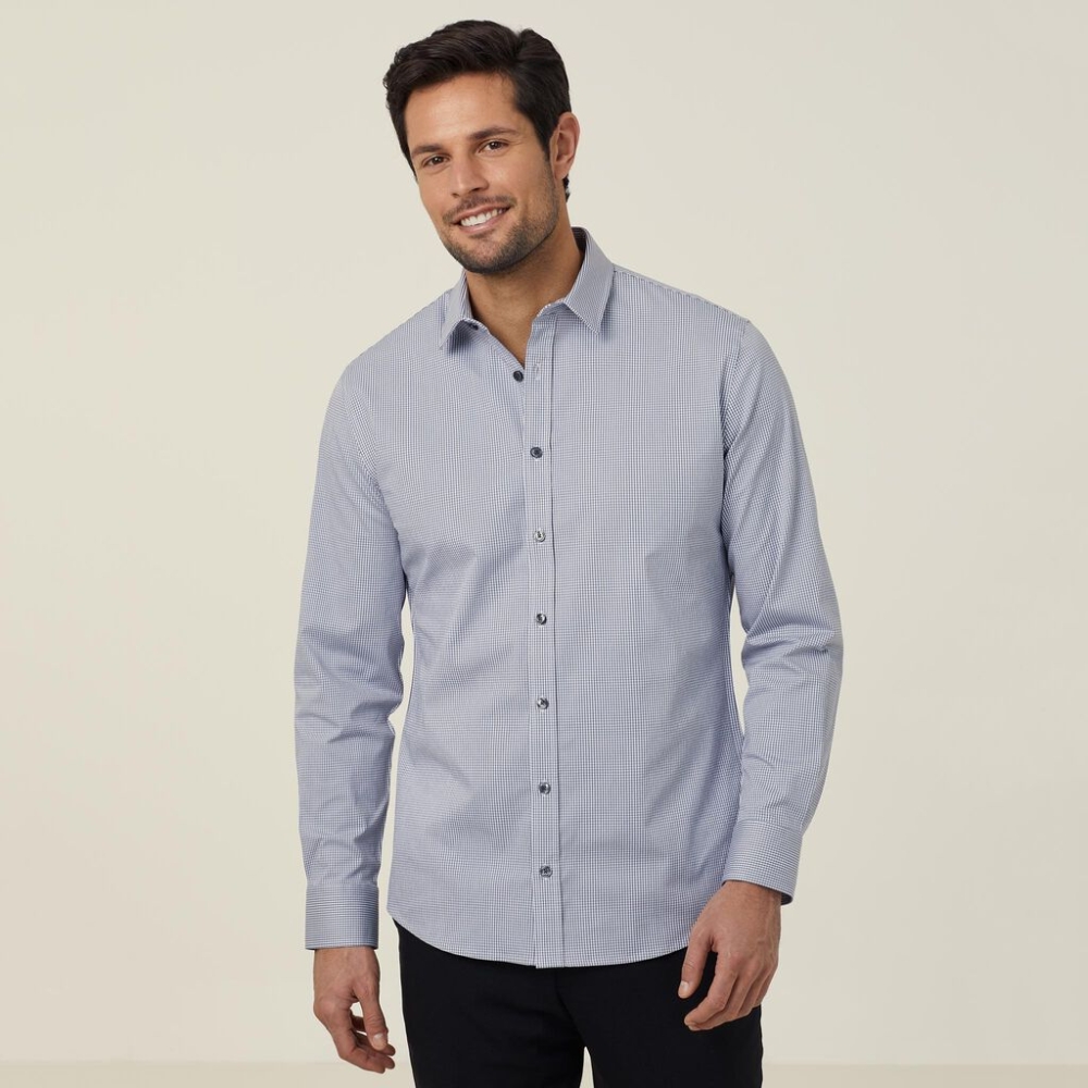 NNT CATJDF Mens Avignon Gingham Check Long Sleeve Slim Fit Shirt online Australia - Aj Safety