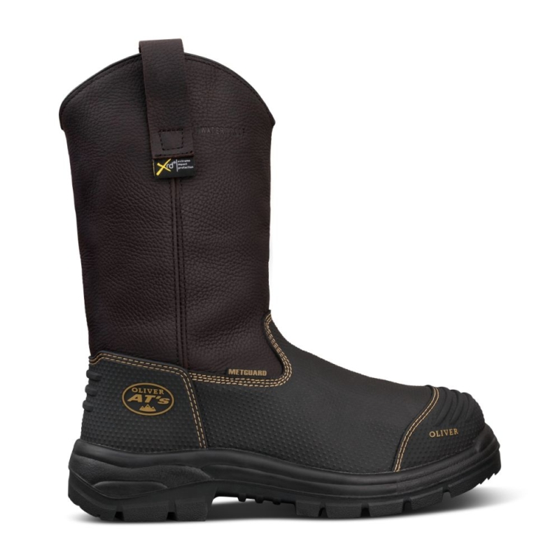 Oliver 65493 240mm Brown Pull On Riggers Boot waterproof steel toe safety boot with metatarsal protection